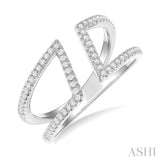 1/4 Ctw Geometric Wide Split Lightweight Round Cut Diamond Open Fashion Ring in 10K White Gold