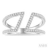 1/4 Ctw Geometric Wide Split Lightweight Round Cut Diamond Open Fashion Ring in 10K White Gold