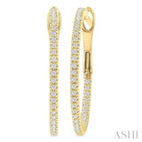 1/4 Ctw Inside & Outside Round Cut Diamond Hoop Earring in 14K Yellow Gold