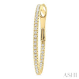 1/4 Ctw Inside & Outside Round Cut Diamond Hoop Earring in 14K Yellow Gold