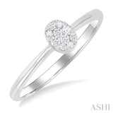 1/10 Ctw Lovebright Petite Oval Shape Round Cut Diamond Fashion Ring in 10K White Gold