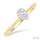 1/10 Ctw Lovebright Petite Pear Shape Round Cut Diamond Fashion Ring in 10K Yellow Gold