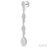 1/2 Ctw Oval Lovebright and Marquise Motif Round Cut Diamond Fashion Long Earrings in 14K White Gold