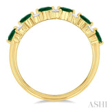 1/3 ctw Round Cut 3MM Emerald and Diamond Precious Band in 14K Yellow Gold