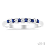 1/10 ctw Round Cut 1.9MM Sapphire and Diamond Precious Band in 14K White Gold