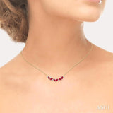 1/6 Ctw Zig-Zag 4X2 MM Marquise Cut Ruby and Round Cut Diamond Precious Necklace in 14K Yellow Gold