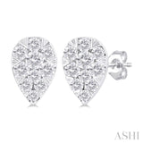 1/6 Ctw Lovebright Petite Pear Shape Round Cut Diamond Fashion Stud Earring in 10K White Gold