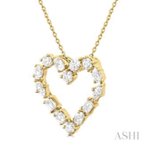 1.00 ctw Heart Shape Mixed Diamond Cut Fashion Pendant With Chain in 14K Yellow Gold