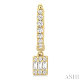 1/3 ctw Petite Rectangle Shape Fusion Diamond Fashion Huggies in 10K Yellow Gold