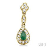 5x3 MM Pear Shape Emerald and 1/3 ctw Round Cut Diamond Earrings in 14K Yellow Gold