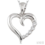 1/10 ctw Round Cut Diamond Heart Shape Journey Pendant in 14K White Gold with Chain