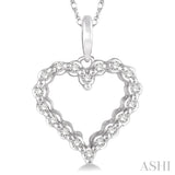 1/10 Ctw Round Cut Diamond Heart Pendant in 10K White Gold with Chain