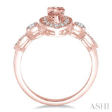 6X4MM Pear shape Morganite Center and 1/4 ctw Round Cut Diamond Ring in 14K Rose Gold