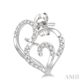 1/6 ctw Double Heart Round Cut Diamond Earrings in 10K White Gold