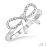 1/20 ctw Bow Tie Round Cut Diamond Ring in 10K White Gold