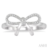 1/20 ctw Bow Tie Round Cut Diamond Ring in 10K White Gold