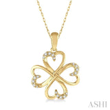 1/10 Ctw Infinity Heart Round Cut Diamond Pendant With Chain in 10K Yellow Gold