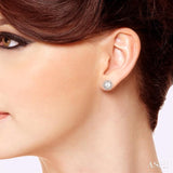 6 MM Round Shape Floral Cultured Pearls and 1/6 ctw Round Cut Diamond Earring in 10K White Gold