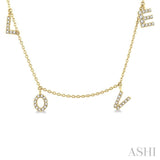 1/6 Ctw 'LOVE' Round Cut Diamond Station Necklace in 14K Yellow Gold