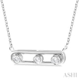 1/10 ctw Paperclip Bezel Set Round Cut Diamond Fashion Pendant With Chain in 14K White Gold