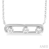 1/10 ctw Paperclip Bezel Set Round Cut Diamond Fashion Pendant With Chain in 14K White Gold