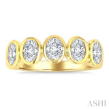 1 1/2 Ctw 5-Stone Bezel Set Oval Cut Diamond Fashion Band in 14K Yellow Gold