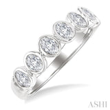 1 Ctw 7-Stone Bezel Set Oval Cut Diamond Fashion Band in 14K White Gold