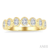 1 Ctw 7-Stone Bezel Set Oval Cut Diamond Fashion Band in 14K Yellow Gold