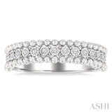 1/10 Ctw Round Cut Diamond Bold Bead Design Fashion Band in Sterling Silver