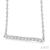 1/10 Ctw Petite Bar Round Cut Diamond Pendant With Chain in Sterling Silver