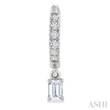 3/8 Ctw Octagon Shape and Round Cut Diamond Fashion Huggie Petite Earrings in 14K White Gold