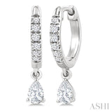 3/8 Ctw Pear Shape and Round Cut Diamond Fashion Huggie Petite Earrings in 14K White Gold