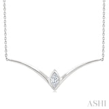1/4 Ctw Chevron Bezel Marquise Cut Diamond Necklace in 14K White Gold