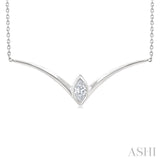 1/4 Ctw Chevron Bezel Marquise Cut Diamond Necklace in 14K White Gold