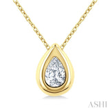 1/3 Ctw Bezel Set Pear Cut Diamond Bubble Fashion Pendant With Chain in 14K Yellow Gold