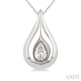 1/4 Ctw Teardrop Pear Cut Diamond Fashion Pendant With Chain in 14K White Gold