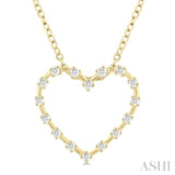 1/4 ctw Open Window Heart Frame Round Cut Diamond Fashion Pendant With Chain in 10K Yellow Gold