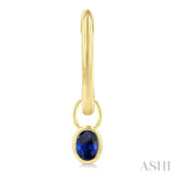 5x3 MM Bezel Set Oval Cut Sapphire Precious Fashion Huggie Earrings in 14K Yellow Gold