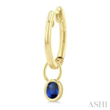 5x3 MM Bezel Set Oval Cut Sapphire Precious Fashion Huggie Earrings in 14K Yellow Gold