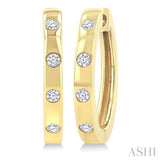1/6 Ctw Flush Bezel Set Diamond Fashion Hoop Earring in 10K Yellow Gold