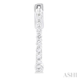 1/2 Ctw Inside-Out Single Prong Set Round Cut Diamond Hoop Earrings in 14K White Gold