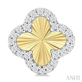 1/5 Ctw Fluted Texture 4-Leaf Clover Round Cut Diamond Pirouette Fashion Stud Earring in 14K Yellow and White Gold