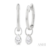 1/3 Ctw Bezel Set Pear Cut Diamond Huggie Earrings in 14K White Gold