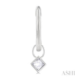 1/3 Ctw Bezel Set Princess Cut Diamond Huggie Earrings in 14K White Gold