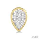 1/3 Ctw Pear Shape Lovebright Round Cut Diamond Bezel Stud Earrings in 14K Yellow and White Gold