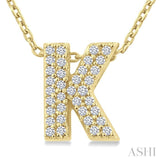1/10 Ctw Bubble Accent Initial 'K' Round Cut Diamond Fashion Pendant With Chain in 10K Yellow Gold