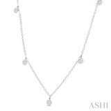 1/3 Ctw Lovebright Circular Mount Round Cut Diamond Station Necklace in 14K White Gold