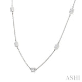1 1/2 Ctw Emerald Cut Diamond Station Necklace in 14K White Gold