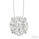 1 Ctw Round Cut Lovebright Diamond Pendant in 14K White Gold with Chain
