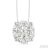 3/4 Ctw Lovebright Round Cut Diamond Pendant in 14K White Gold with Chain